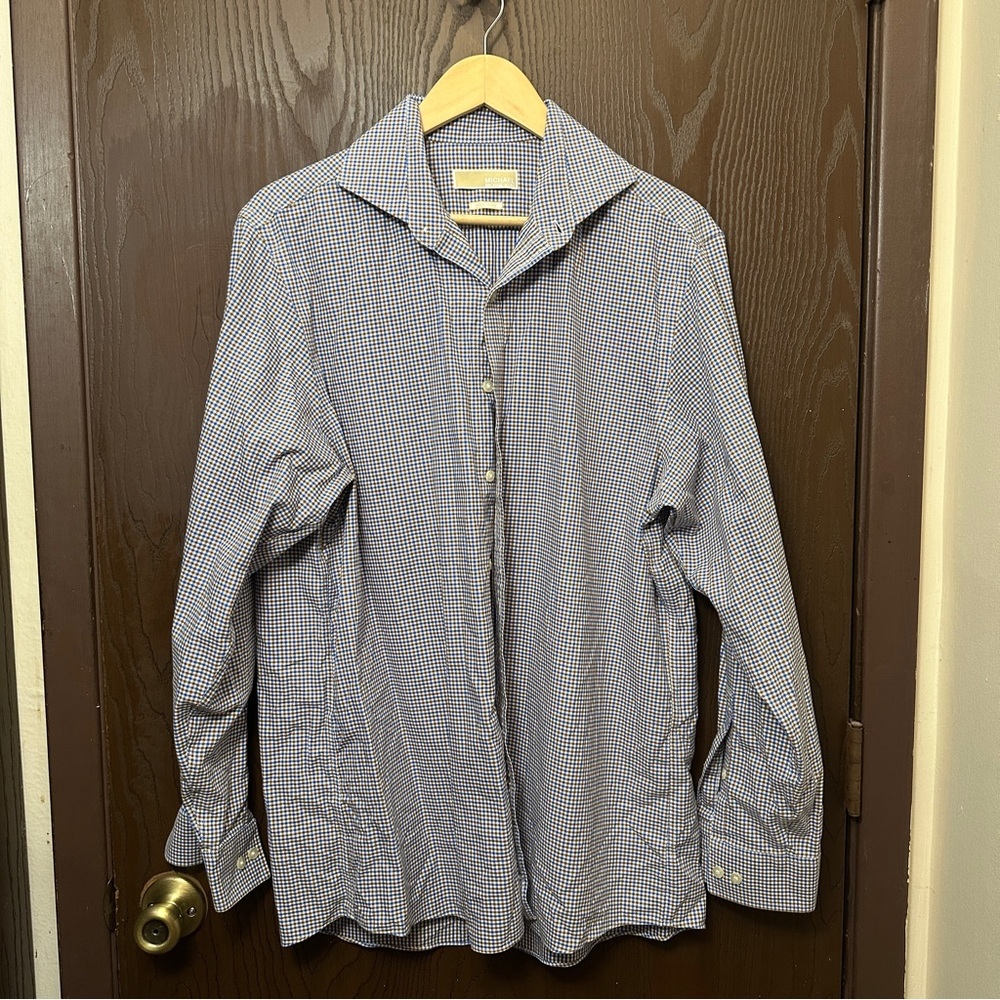 Michael Kors Blue and White Dress Shirt